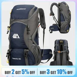 50L Travel Backpack Camping Bag For Men Large Hiking Bag Tourist Rucksack Waterproof Outdoor Sports Climbing Mountaineering Bag240417