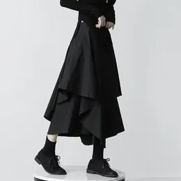 Skirts Women Irregular Cargo Punk Streetwear Loose Midi Skirt Y2K Summer Fashion Female Black Pleated