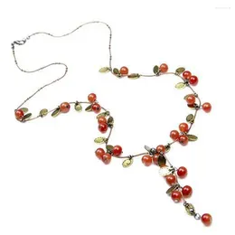 Chains Active Beads Korean Jewellery Fashion Accessories Red Cherries Long Sweater Chain Women Necklace Beautiful