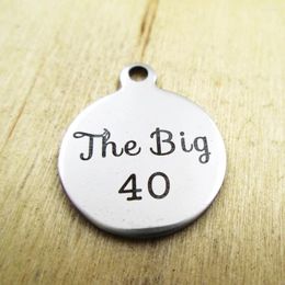 Pendant Necklaces 20pcs/lot-the Big 40 Stainless Steel Charms - Laser Engraved Customised DIY Pendants