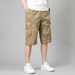 Men's Pants Clothing Fashion Camouflage Capri Printed Summer Safari Style Pockets Spliced Basic Mid Waist Elastic Casual