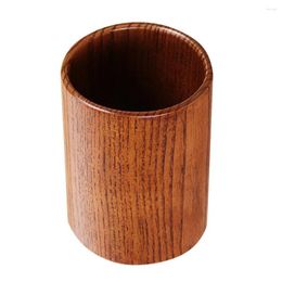 Storage Bottles Round Wooden Kitchen Utensil Jar Cutlery Holder Caddy Tidy Dining Table Decor For Home Use