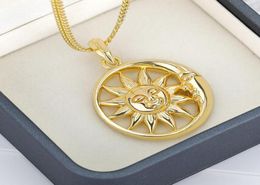 Pendant Necklaces Vintage Big Sun And Moon Stainless Steel Necklace Boho Charm Celestial Dainty For Women Collier Femme BFF Jewelr3132941
