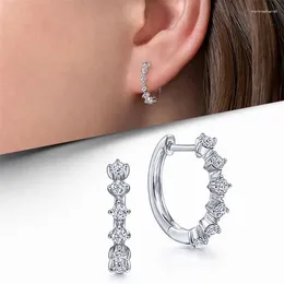 Hoop Earrings Huitan Minimalist Dainty Cubic Zircon For Women Silver Color Daily Wear Fashion Ear Accessories Trend Jewelry
