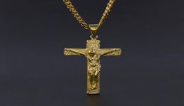 Jesus Necklace Gold Plated Stainless Steel Pendant Fashion Religious Faith Necklaces Mens Hip Hop Jewelry1918066