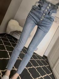 Women's Jeans Spring And Autumn Suspender Women S Single Button Shows The Trend Of Thin High Waist Tight Leggings