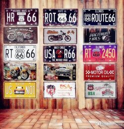 USA Vintage Metal Tin Signs Route 66 Car Number License Plate Plaque Poster Bar Club Wall Garage Home Decoration 1530cm ABOX7818802