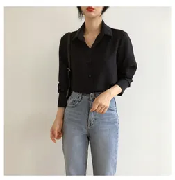 Women's Blouses Chiffon Shirt Korean Style Loose Slim Base Black Women Tops Womens Camisas Blouse