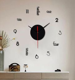 Wall Clocks 80CM DIY Quartz Acrylic 3D Big Decorative Mirror Stickers Oversize Clock Reloj De Pared6257509