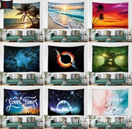 Wall Hanging Tapestry Scenery Pattern Blanket Beach Towels Hippie Throw Yoga Mat tree Sunset Polyester Tablecloth Shawl Home Decor1507872