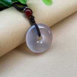 Pendant Necklaces White Agate Peace Buckle Frozen Violet Chalcedony Huaigu Jade Key Chain Car Decoration Tassel Gift