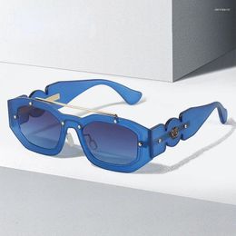 Sunglasses Fashion Punk Men Vintage Y2K Decorative Polygon Eyewear Women Designer 2000S Spring Unique Sun Glasses
