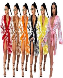 Explosion 2020 Women Fashion Clothing Listing Rouding US Dollar Printed Loose Robe Bathrobe Cardigan Housewear Women1579046