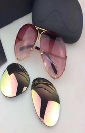 Classic Pilot Sunglasses Extra Lenses Glasses Interchangeable Lens Sunglasses Top Quality UV400 Protection Eyewear with Box6524078