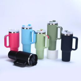 40oz Insulated Car Cup Holder Mug Stainless Steel Tumbler with Lid and Straw for Cold Drinks Great Road Trips Camping 240425