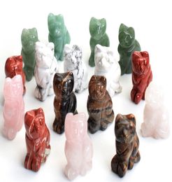 15 INCHES Height Small Size Natural Chakra Quartz Tiger Eye Stone Carved Crystal Reiki Healing Lucky Cute Cat Animal Figurine 1pc7965460