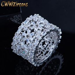 CWWZircons Brand Designer Geometric Flower Luxury Finger Rings for Women Unique Party Jewellery Cubic Zirconia Cocktail Rings R0664462556