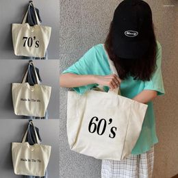 Shopping Bags Foldable Canvas Outdoor Shoulder Bag Reusable Women High Capacity Years Print Organiser Handbags Multifunctional Tote