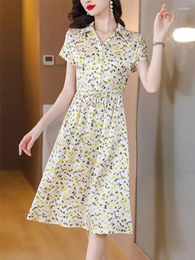 Party Dresses Beach Summer Vintage Silk Satin Midi Women Dress 2024 Korean Fashion Printing Tunics Elegant Festa Luxo Evening For