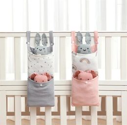 Stroller Parts Baby Bed Hanging Storage Bags Cotton Born Crib Organiser Toy Diaper Pocket For Bedding Set Nappy Store Holder