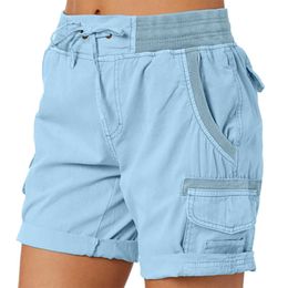 Women's Shorts Product Shorts Womens BF Couple Wide Legs Cool Ins Empire Tool Retro Pocket Strwear All Match Loose and Unique Bermuda Shorts Y240504