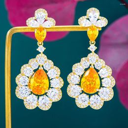 Dangle Earrings Missvikki Trendy Shiny Spring Summer Yellow CZ For Women Girl Daily Party Jewellery Gift High Quality Accessories