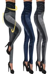 Legging High Waist Imitation Jean Slim Elastic Seamless Plus Size 3XL Skinny Pencil Pant Female Workout Running Leggings4018944