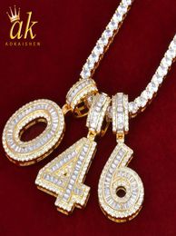 New Initial Number Pendant Baguette Number 09 Statement Necklace for Women Gold Color Hip Hop Rock Street Jewelry Copper Cubic Zi4736676