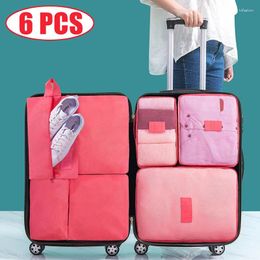 Storage Bags 6PCS Travel Bag Set Clothes Jeans Organiser Wardrobe Suitcase Pouch Portable Shoes Makeup Packing Cube