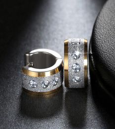 JEWELS Stud LeadNickel Stainless Steel Small Circle Earrings Paved Shiny CZ Punk Rock Hoop Earring for Women or Men GTE013833585