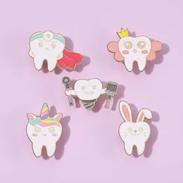 Brooches Cute Funny Tooth Enamel Pin Dentist Clothes Collar Lapel Badge Ears Wing Shape Brooch Backpack Accessories Jewellery