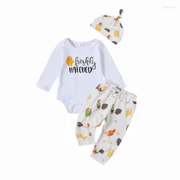 Clothing Sets Born Baby Boy Girl Farm Outfits Chicken Freshly Hatched Long Sleeve Romper Rooster Hen Print Pants Hat 3Pcs Set