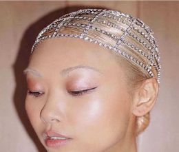 MultiLayer Crystal Bridal Hairband Headgear Head Chain Jewelry for Women Bling Rhinestone Elastic Headband Hair Accessories X07261882113