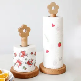 Kitchen Storage 1Pc Creative Solid Wood Roll Paper Holder Vertical Bathroom Living Room Napkin Stand Tissue Rack