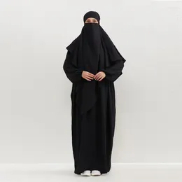 Ethnic Clothing Muslim Sets Prayer Jilbab Full Sleeve Long Loose Maxi Dresses And Hijab Women Headscarf Two Pieces Abaya