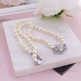 satellite Necklace Designer Necklace for Woman viviane viviennes westwood Luxury Jewelry Necklace High Quality Empress Dowager Xi New Cross Saturn Pearl Necklace