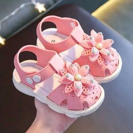 Slipper Solid Bow Childrens Summer Shoes Cute PVC Beach Non Slip Sandals For Baby Girls Footwear Soft Infant Kids Fashion H240504 DXAF