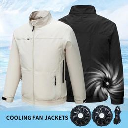 Men's Jackets Summer Men Cooling Fan Women Long Sleeved Air-Conditioned USB Charging Coats For Builder Outdoor Workwear Sun Protection