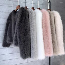 Women's Fur Warm Fluffy Faux Jacket Coat Women Loose Long Sleeve V-neck Female Cardigan 2024 Winter Fashion Lady Overcoat Streetwear