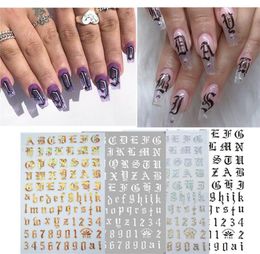 New English Letter Nail Sticker 4pcs Ultra Thin Gummed Black And White Gold And Silver Nail Art Supplies Nails Sticker D27305883683