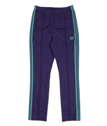 Men039s Pants Purple AWGE Needles Men 11 Quality Embroidered Butterfly Logo Women Track Classic Stripe Trousers5759270