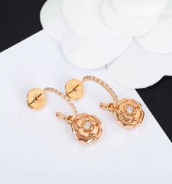 New Brand Pure 925 Sterling Silver Rose Earrings Rose Gold Stud Earrings Camellia Flower Pure 925 Sakura Flower Earrings1240839