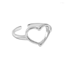 Cluster Rings Elegant Heart Silver Gold Colour Minimalist For Women Wedding Hollow Fashion Jewellery Lover Valentine's Day Gift Accessories