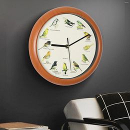 Wall Clocks Bird Clock With Sound Singing That Sing Round 10 Inch Hanging For Shelf Kitchen Decoration