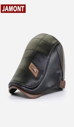 Berets Original JAMONT High Quality PU Leather Beret Men Hat Fashion Brand LOGO Visor Adult Autumn Winter Cap Gorras Male Caps5074372
