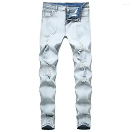 Men's Jeans Men Street Style HipHop Holes Skinny Trousers Male Fashion Solid Ripped Stretch Slim Fit Denim Pants