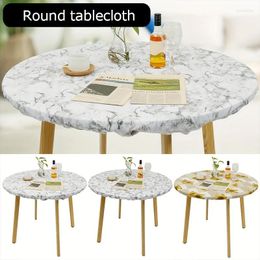 Table Cloth PVC Waterproof Oil-Proof Tablecloth No-wash Plastic Round Cover Party Wedding Banquet Dining Elastic Edged