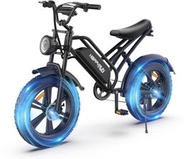 Electric Bike 20" Fat Tire with 1500W Motor Ebike 48V 18AH Removable Battery