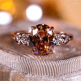 Wedding Rings Luxury Female Zircon Stone Engagement Ring Vintage Rose Gold Colour Jewellery For Women