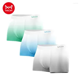 Underpants MiiOW 3pcs Ice Silk Men Underwear Boxershorts Breathable Seamless Gradient Color Men's Panties Boxer 5A Antibacterial